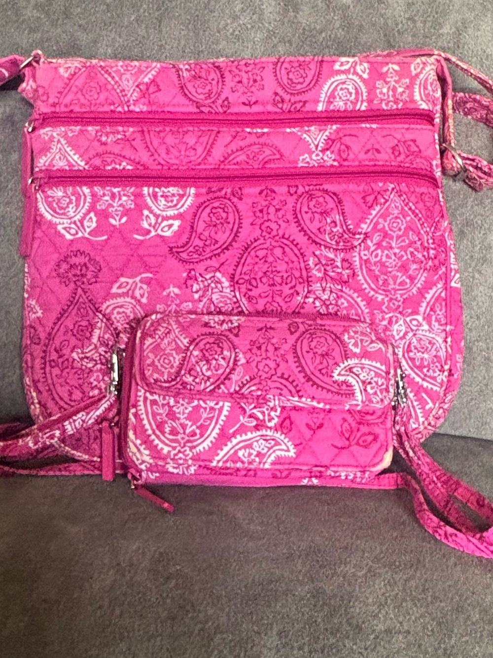 Vera Bradley Pink Paisley Quilted Crossbody Bag